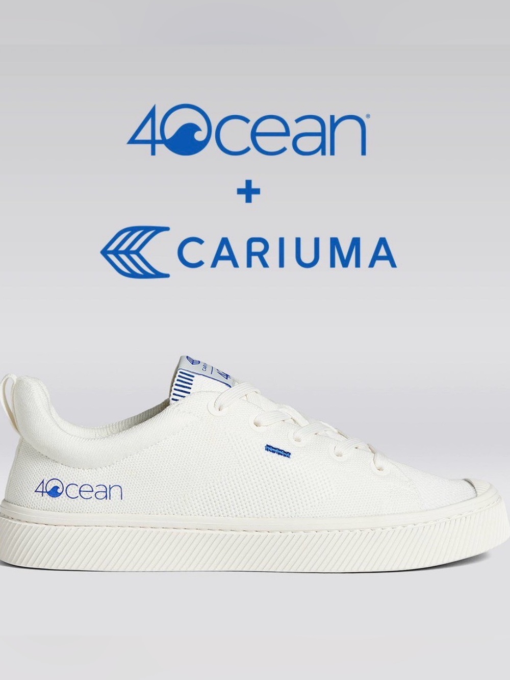 Cariuma White Canvas Sneaker with Blue Accents